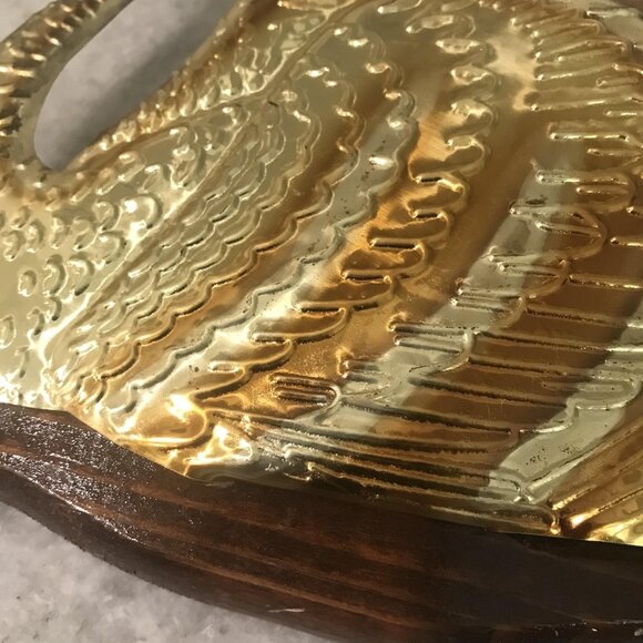 Vintage Swan Wall Art Pair MCM Tin Wood Reed Cattail Lake Decor Mid Century - Picture 5 of 16